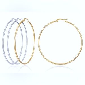 ✨NEW✨Two Pairs Stainless Steel Women’s Hooped Earrings